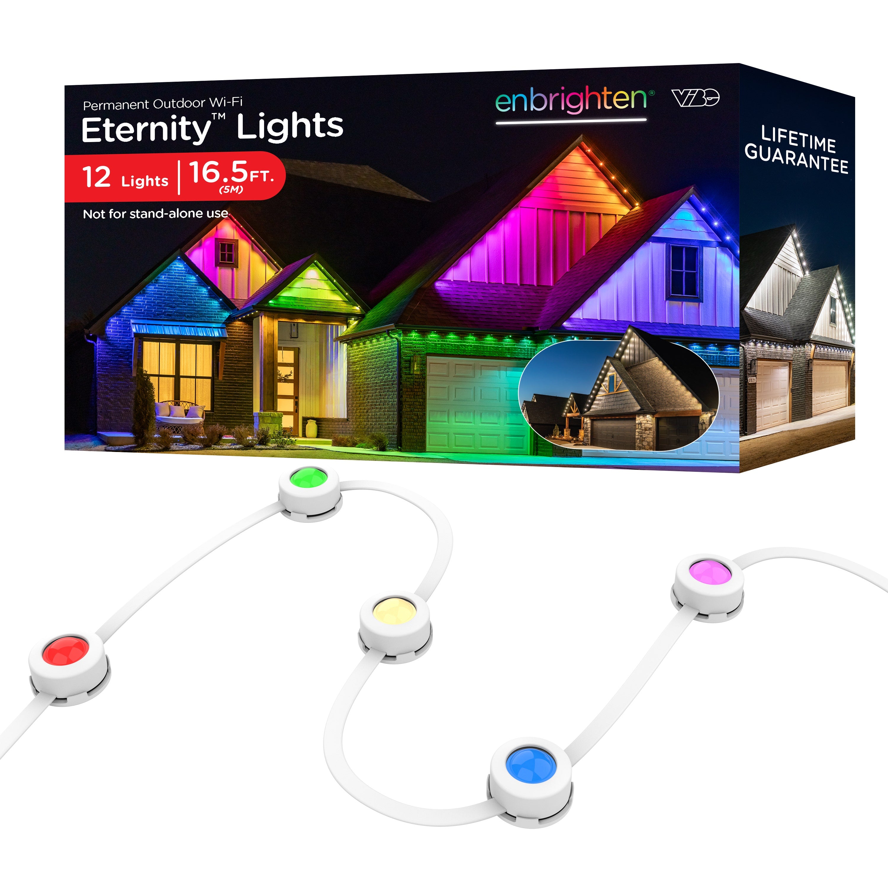 Enbrighten WiFi VIBE Eternity Eave Lights Extension Light Strand, 16.5ft. White
