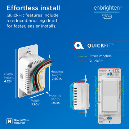 Enbrighten Smart Light Switch, Matter, Plastic Yoke, Flying Leads