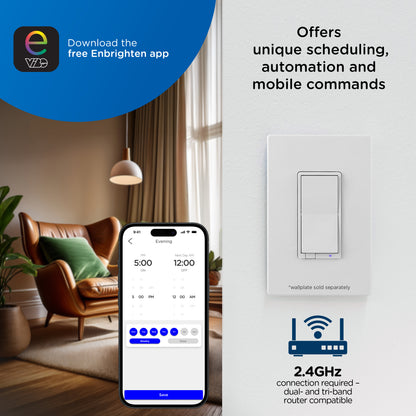 Enbrighten Smart Dimmer Light Switch, Matter, Plastic Yoke, Flying Leads