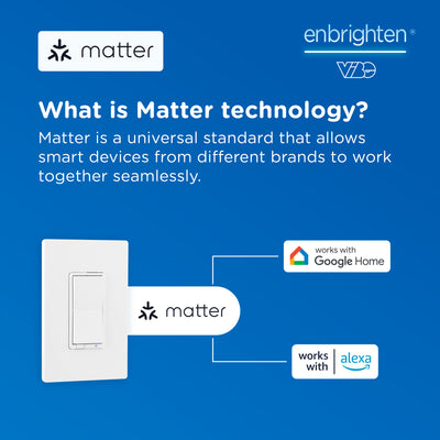 Enbrighten Smart Dimmer Light Switch, Matter, Plastic Yoke, Flying Leads