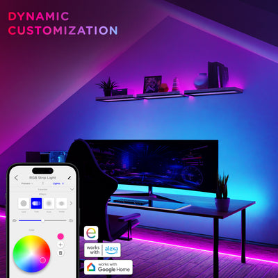 Enbrighten VIBE WiFi Spectrum Indoor Color-Changing LED Strip Lights, 50ft.