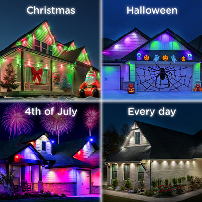 Enbrighten VIBE WiFi Color-Changing Permanent Outdoor Eternity Accent Lights, 12 Lights, 50ft. White Cord