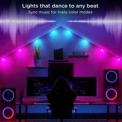 Enbrighten VIBE WiFi Spectrum Color-Changing Wall Lights 12 Lights, 12ft. White Cord