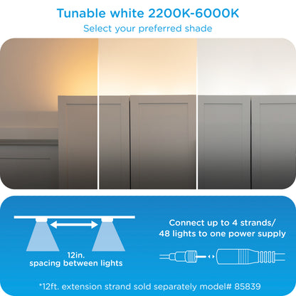 Enbrighten WiFi VIBE Spectrum Color-Changing Wall Lights 12 Lights, 12ft. White Cord