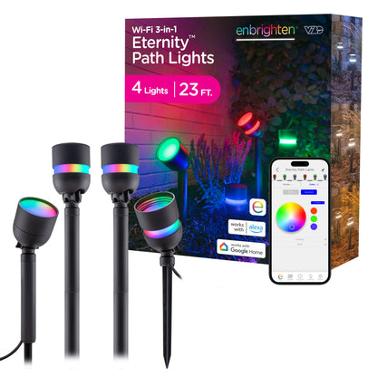 Enbrighten VIBE WiFi Color-Changing Eternity Landscape Path Lights, 4 Lights, 23ft.
