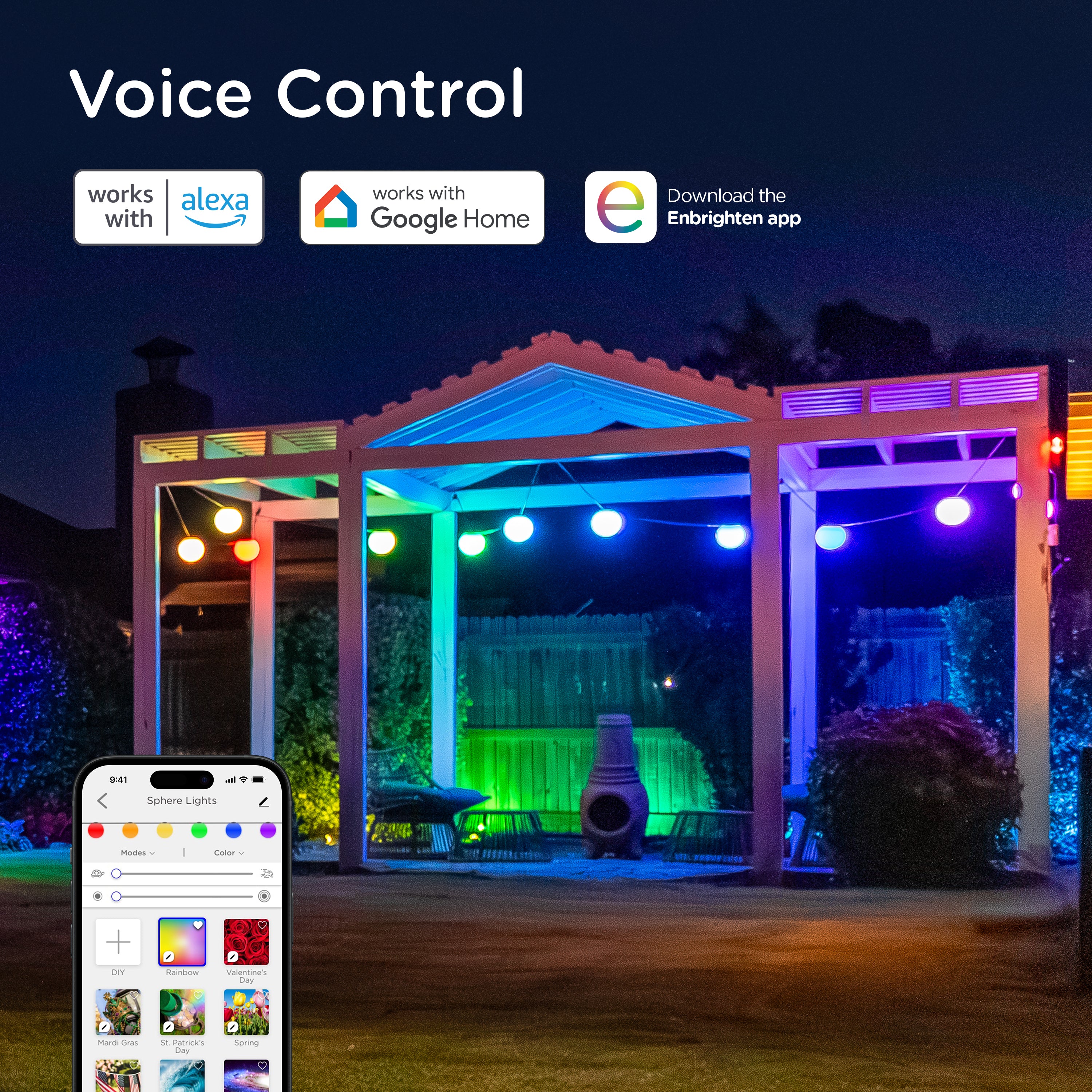 Enbrighten VIBE Wi-Fi Sphere Lights, 12 Lights, 57ft.