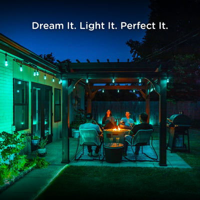 Enbrighten VIBE WiFi Vintage Color-Changing LED Cafe Lights Gen 2, 12 Bulbs, 24ft. Black Cord