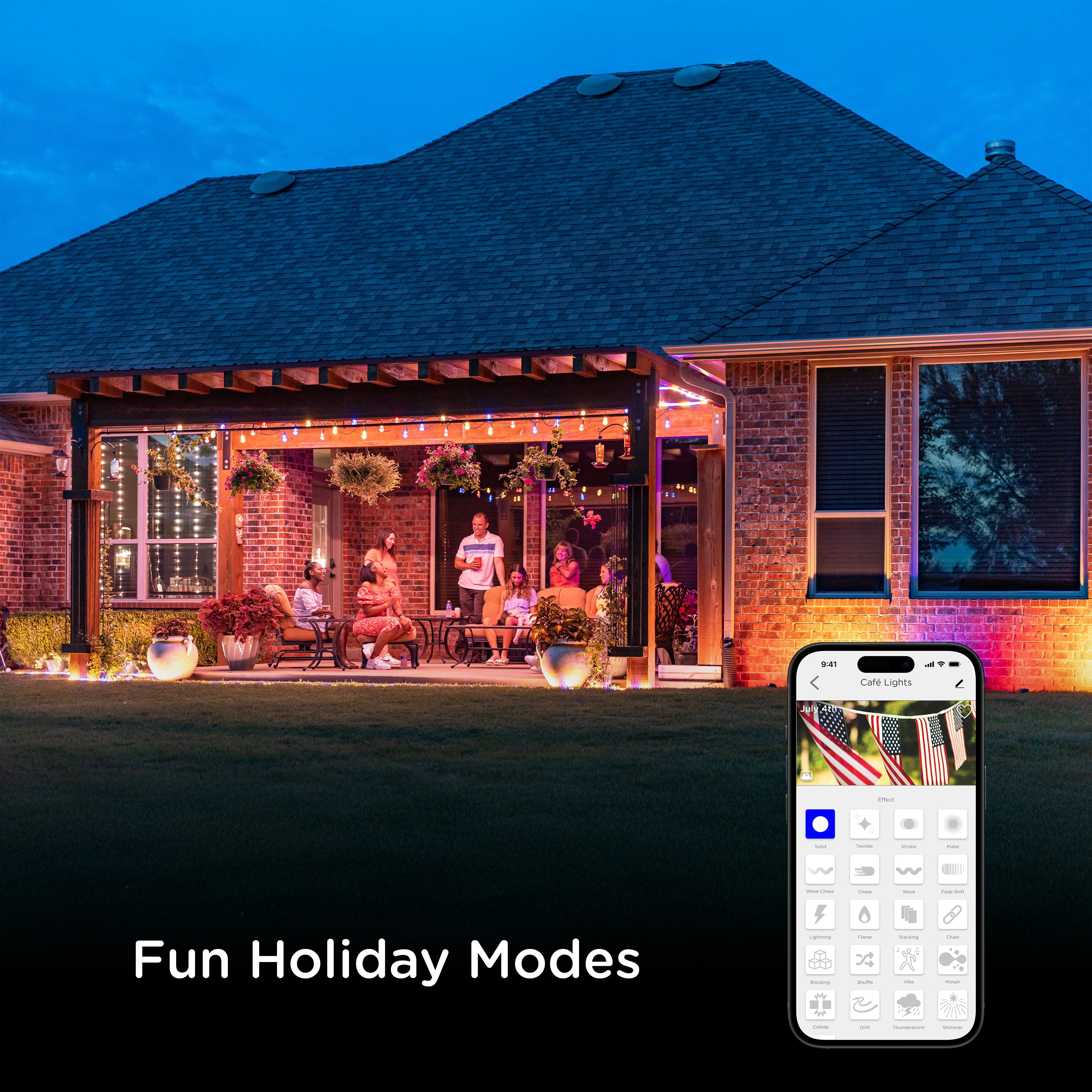 Enbrighten VIBE WiFi Vintage Color-Changing LED Cafe Lights Gen 2, 24 Bulbs, 48ft. Black Cord