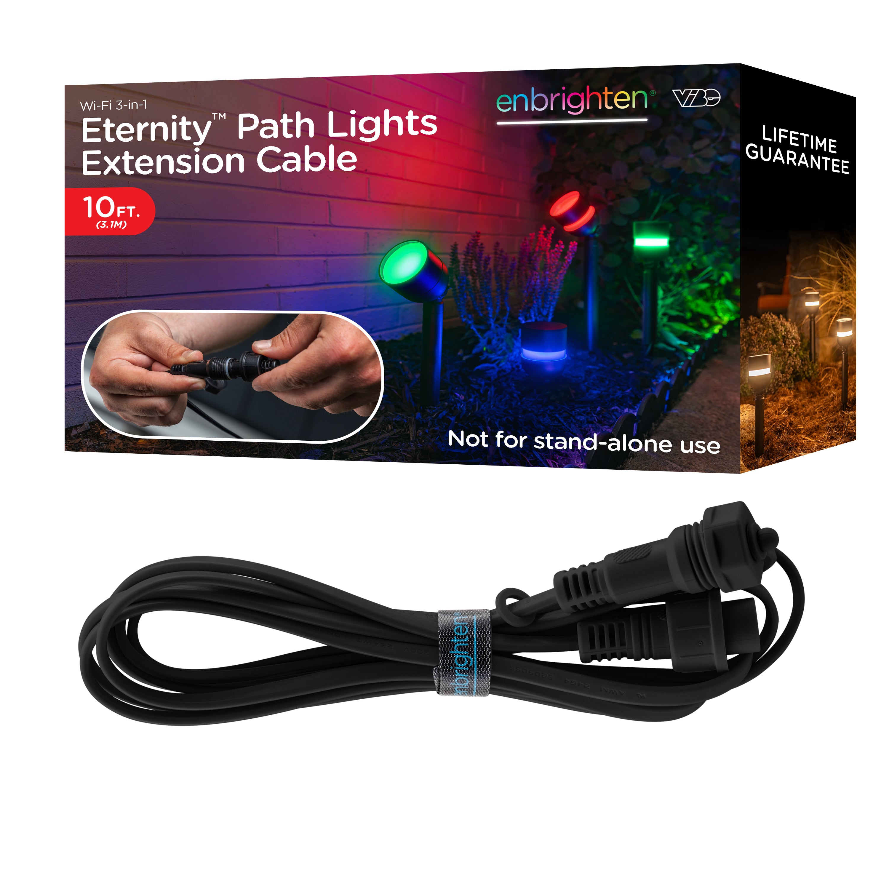 Enbrighten VIBE Wi-Fi 3-in-1 Eternity Path Lights 10ft. Extension Cable, Black
