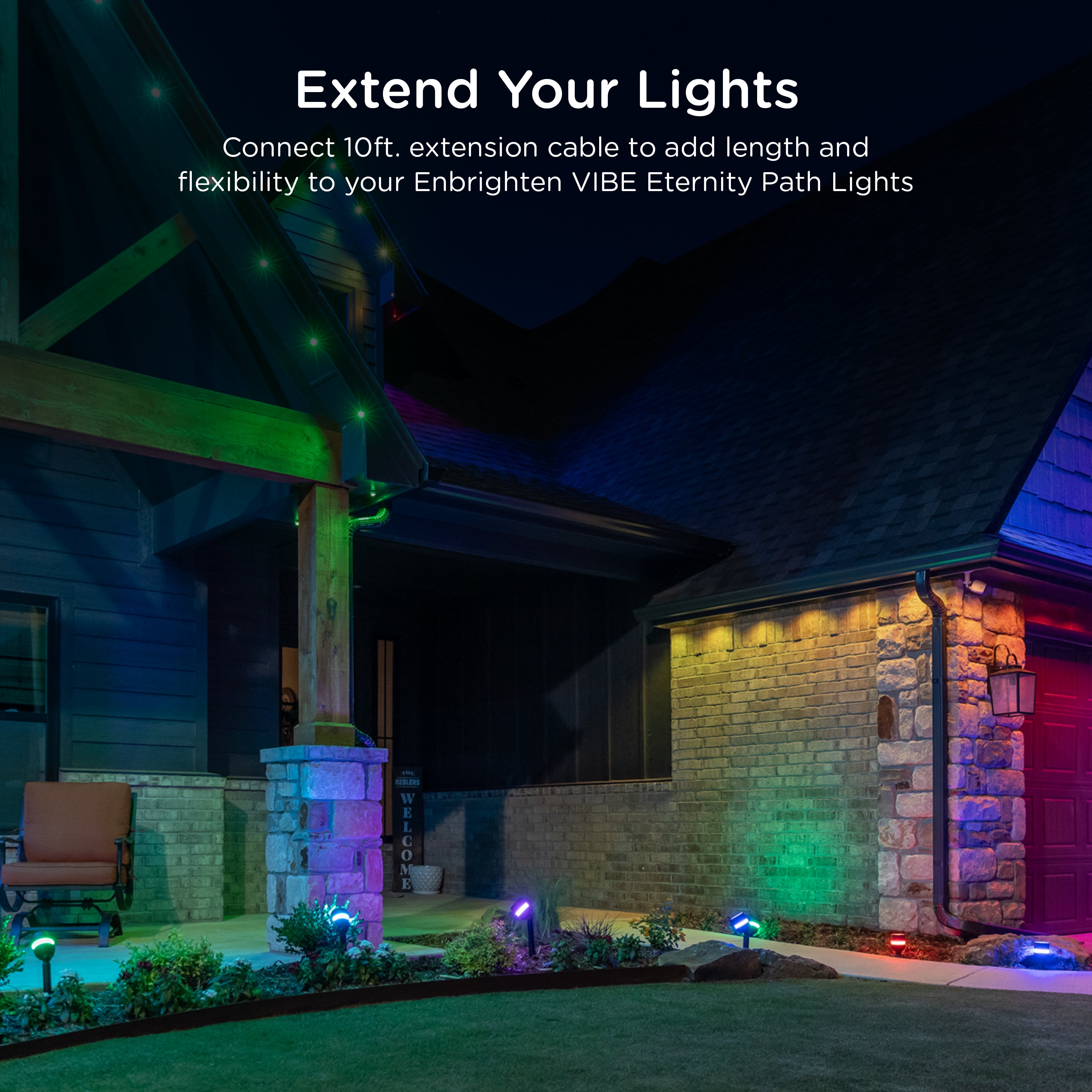Enbrighten VIBE Wi-Fi 3-in-1 Eternity Path Lights 10ft. Extension Cable, Black