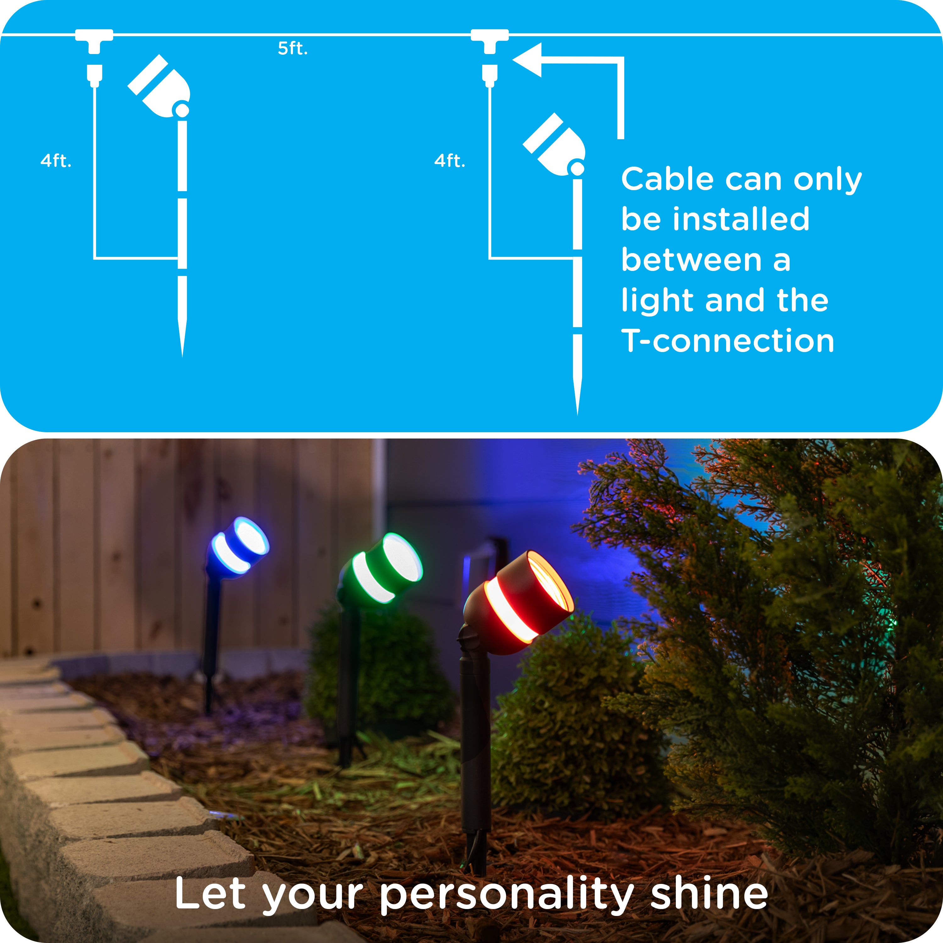 Enbrighten VIBE Wi-Fi 3-in-1 Eternity Path Lights 10ft. Extension Cable, Black