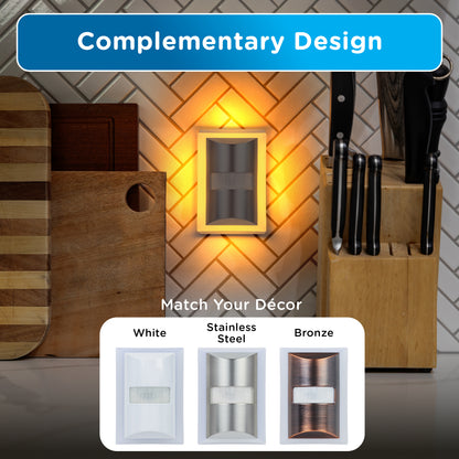 Enbrighten SleepLite Night Light, Motion Select, Motion-Boost, Amber LED, Coverlite, Backlit, Brushed Nickel