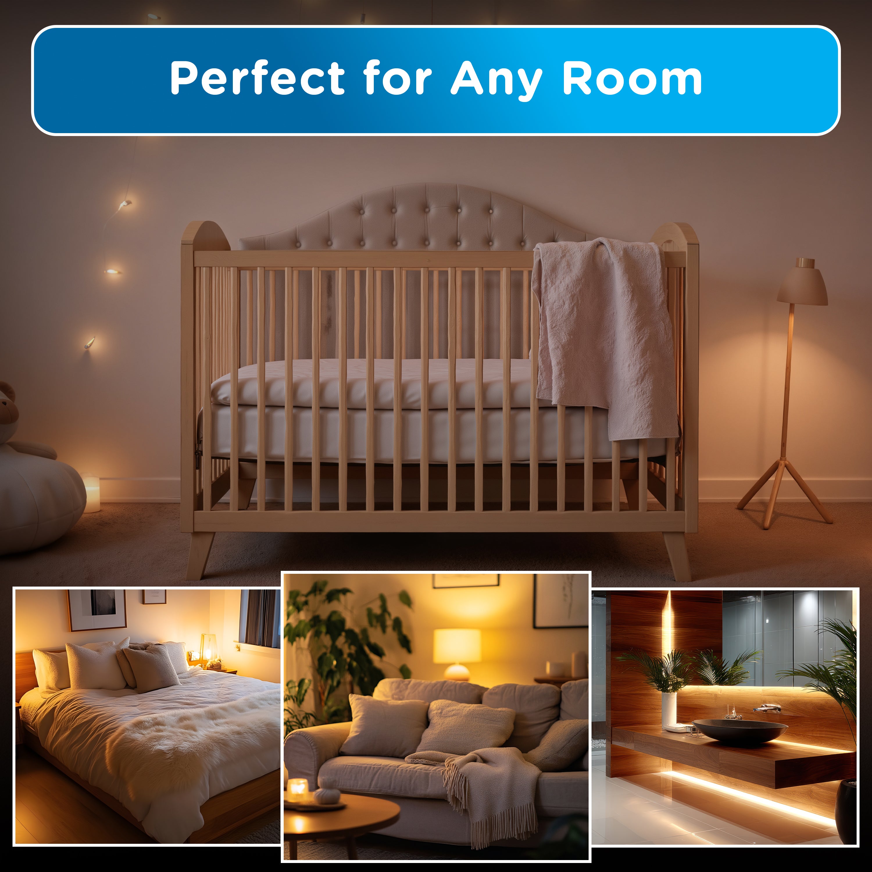 Enbrighten SleepLite Night Light, Motion Select, Motion-Boost, Amber LED, Coverlite, Backlit, Brushed Nickel