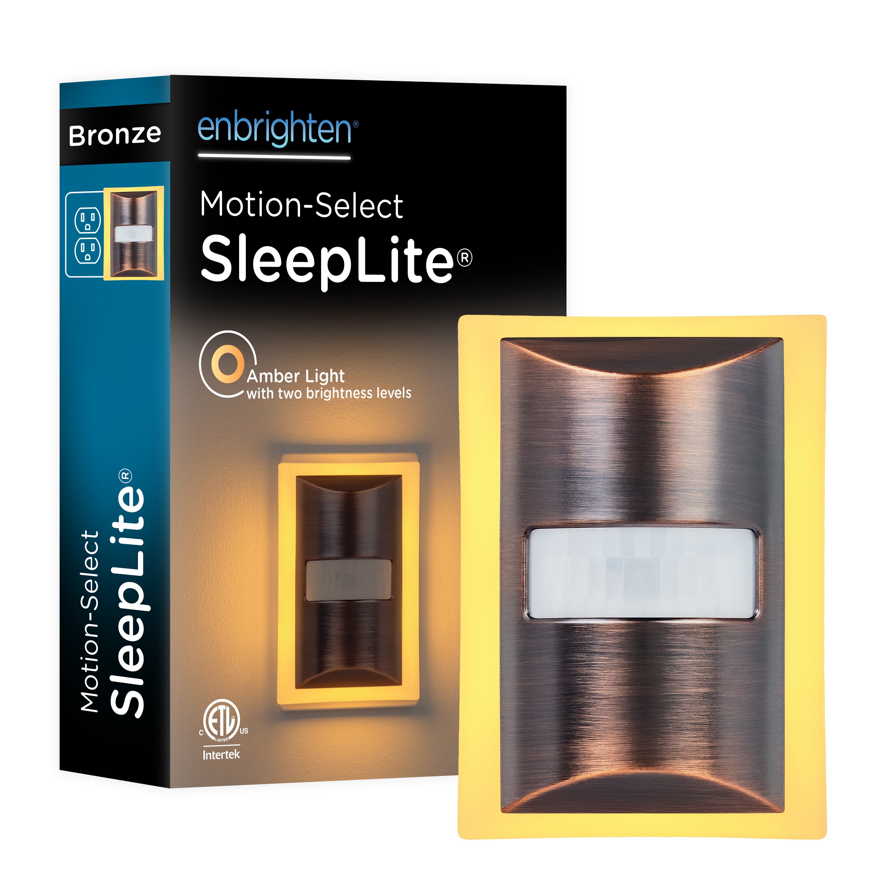 Enbrighten SleepLite Night Light, Motion Select, Motion-Boost, Amber LED, Coverlite, Backlit, Oil Rubbed Bronze