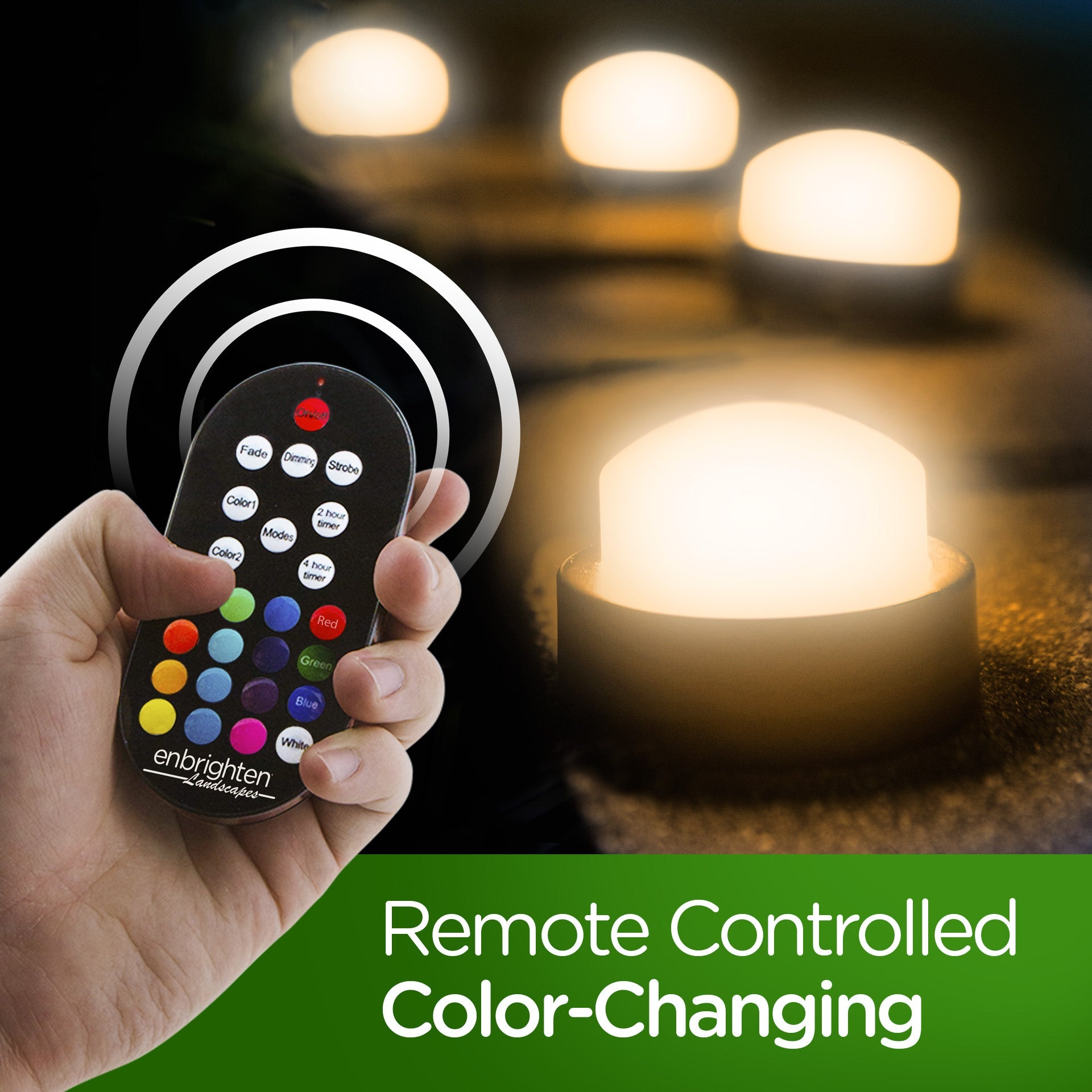 Enbrighten Seasons Mini Color-Changing LED Landscape Lights, 15 pucks, 42ft. Black Cord