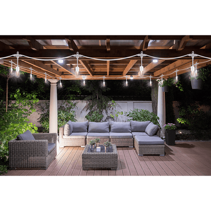 Enbrighten Vintage LED Cafe Lights, 24 Bulbs, 48ft. White Cord