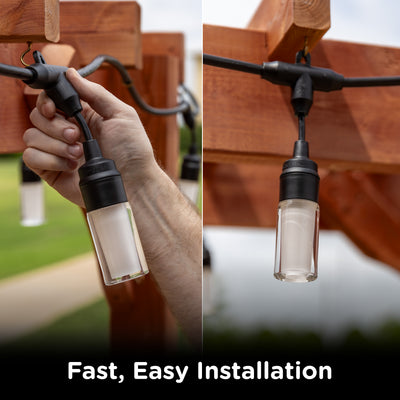 Enbrighten Modern Outdoor String Lights, 24ft, 12 Cylindrical Shatterproof Bulbs, Cool White