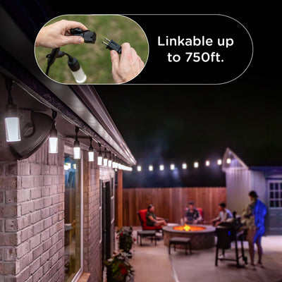 Enbrighten Modern Outdoor String Lights, 48ft, 24 Cylindrical Shatterproof Bulbs, Cool White