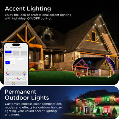 Enbrighten VIBE WiFi Color-Changing Permanent Outdoor Eternity Eave Lights, 108 Lights, 150ft. White