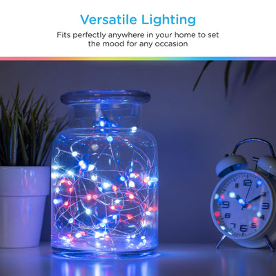 Enbrighten Basics LED Color Changing Fairy String Lights, 60 Lights, 20ft., White