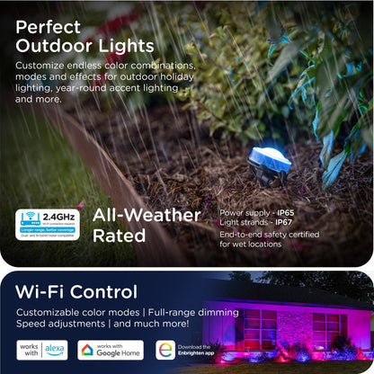 Enbrighten WiFi VIBE Color-Changing Eternity Landscape Lights, 8 Lights, 33ft. Black Cord