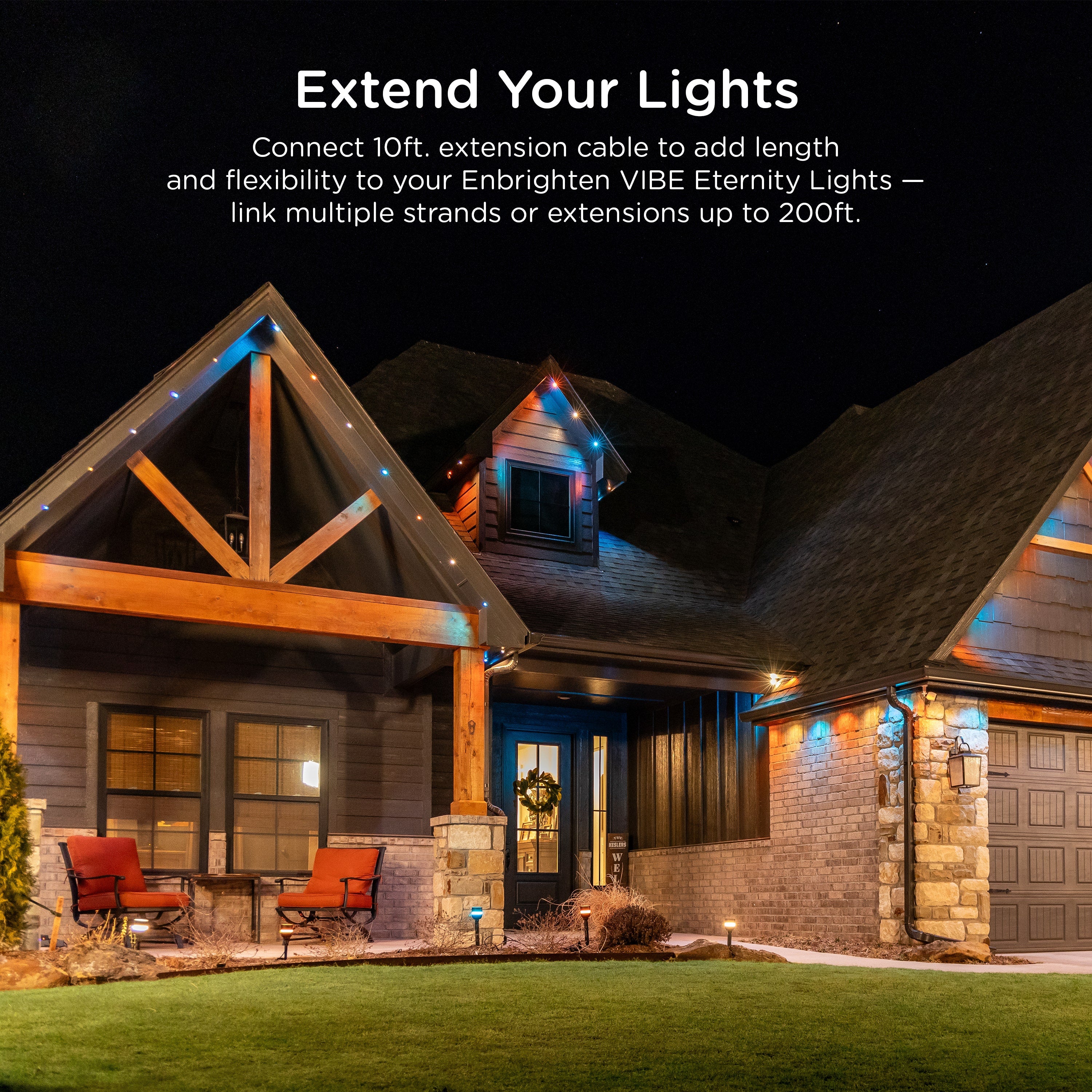 Enbrighten WiFi VIBE Eternity Eave Lights Extension Cable, 10ft. Black