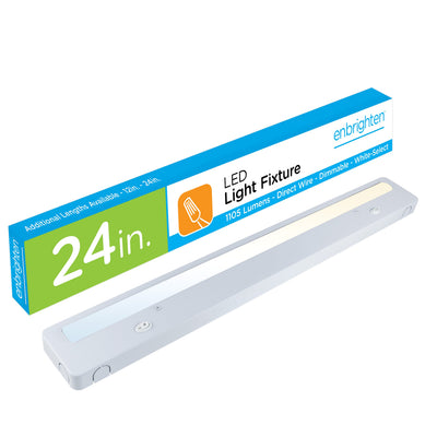 Enbrighten 24in. Direct Wire LED Under Cabinet Light Fixture, White