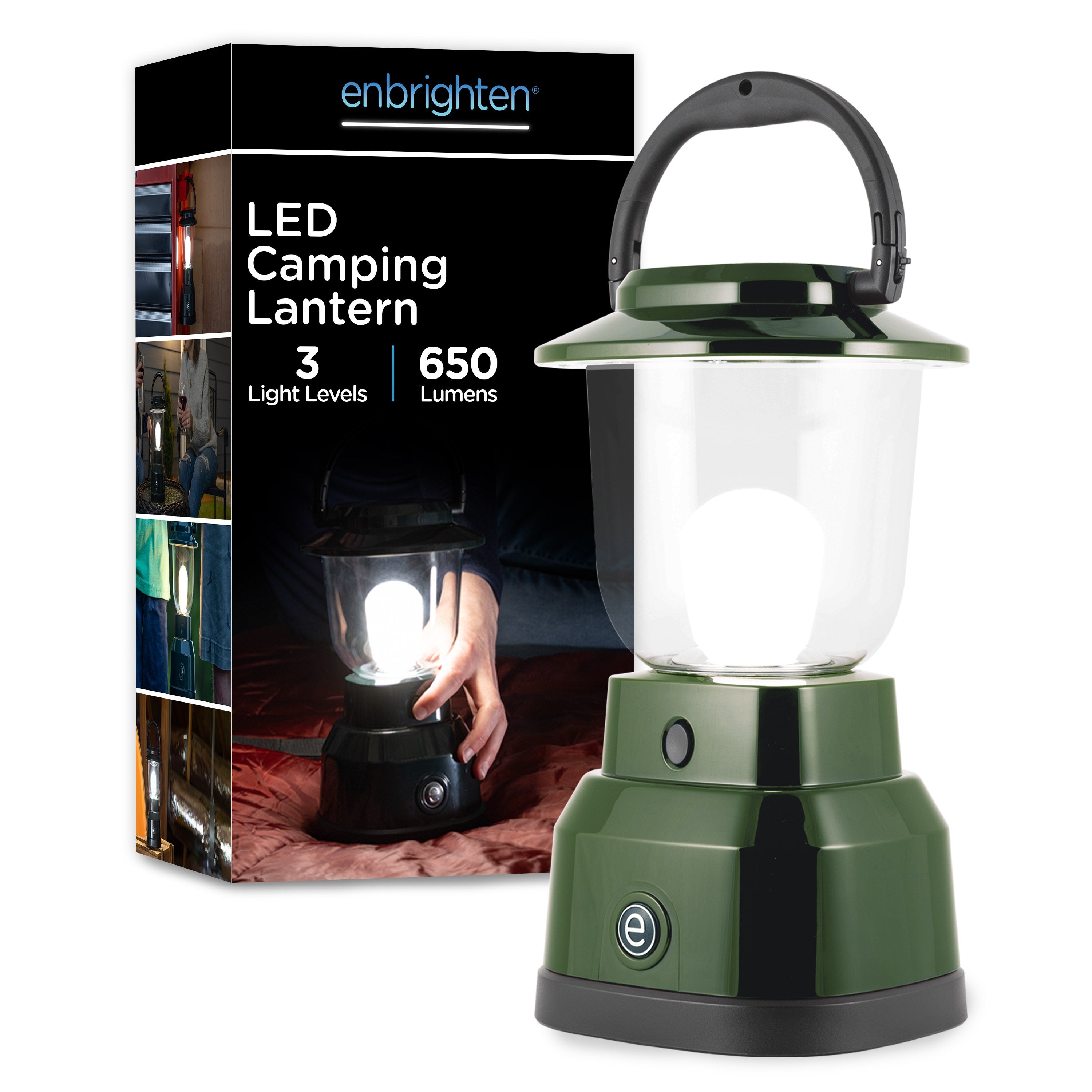 Enbrighten Weather Resistant Dimmable LED Lantern, Green