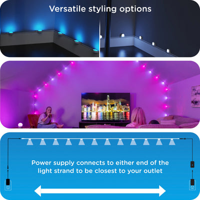 Enbrighten VIBE WiFi Spectrum Color-Changing Wall Lights Extension Strand, 12ft. White Cord