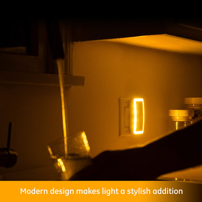 GE Enbrighten Warm Amber SleepLite Light Sensing LED Night Light, Brushed Nickel