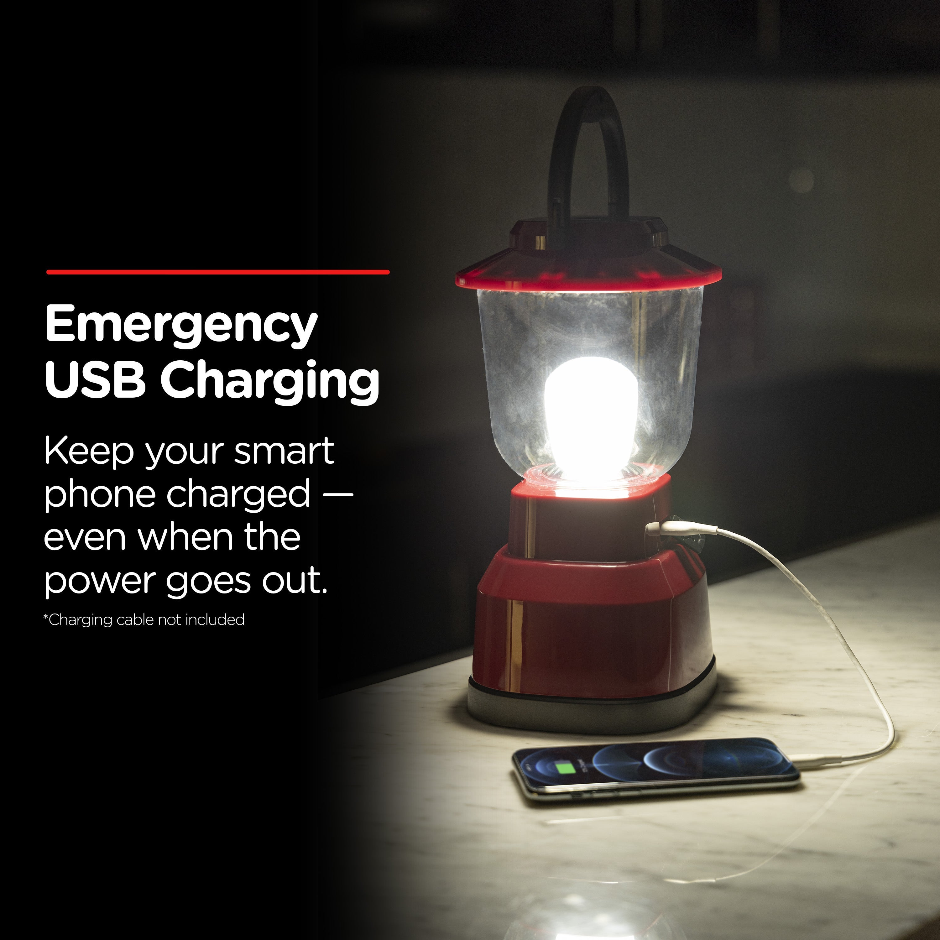 Enbrighten LED 6D USB Charging Lantern, Red