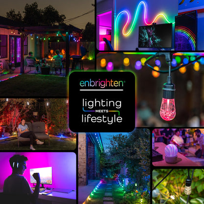 Enbrighten Color-Changing LED Stealth Tape Light Strip 12ft., Black