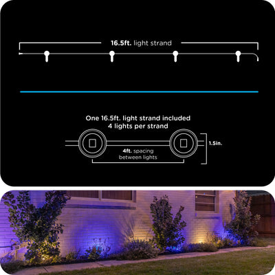 Enbrighten VIBE WiFi Eternity Landscape Lights Extension Light Strand, 16.5ft. Black