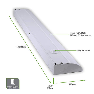 Enbrighten 12 in. Direct Wire LED Under Cabinet Light Fixture, White