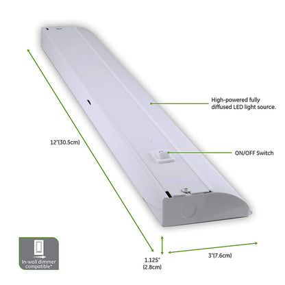 Enbrighten 12 in. Direct Wire LED Under Cabinet Light Fixture, White