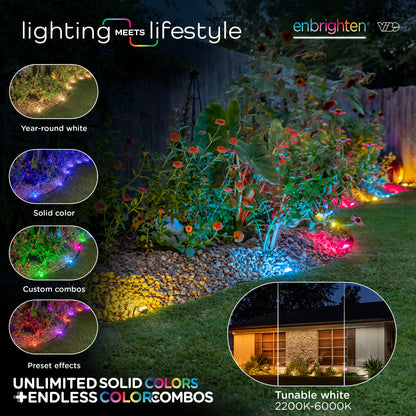 Enbrighten WiFi VIBE Color-Changing Eternity Landscape Lights, 8 Lights, 33ft. Black Cord