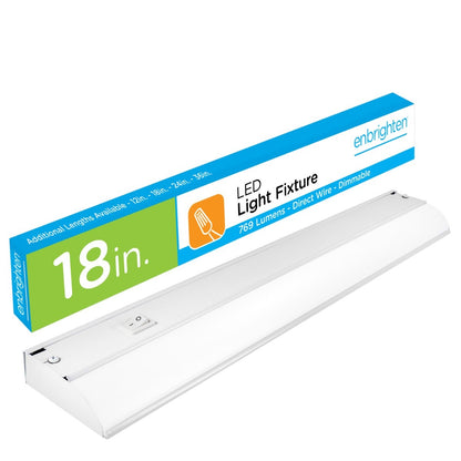 Enbrighten 18in. Dimmable Direct Wire LED Under Cabinet Light Fixture, White