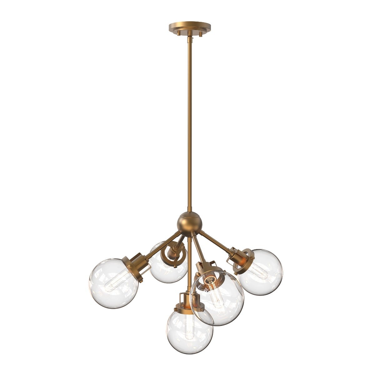 Enbrighten 5-Head Chandelier with LED Vintage Bulbs, Gold