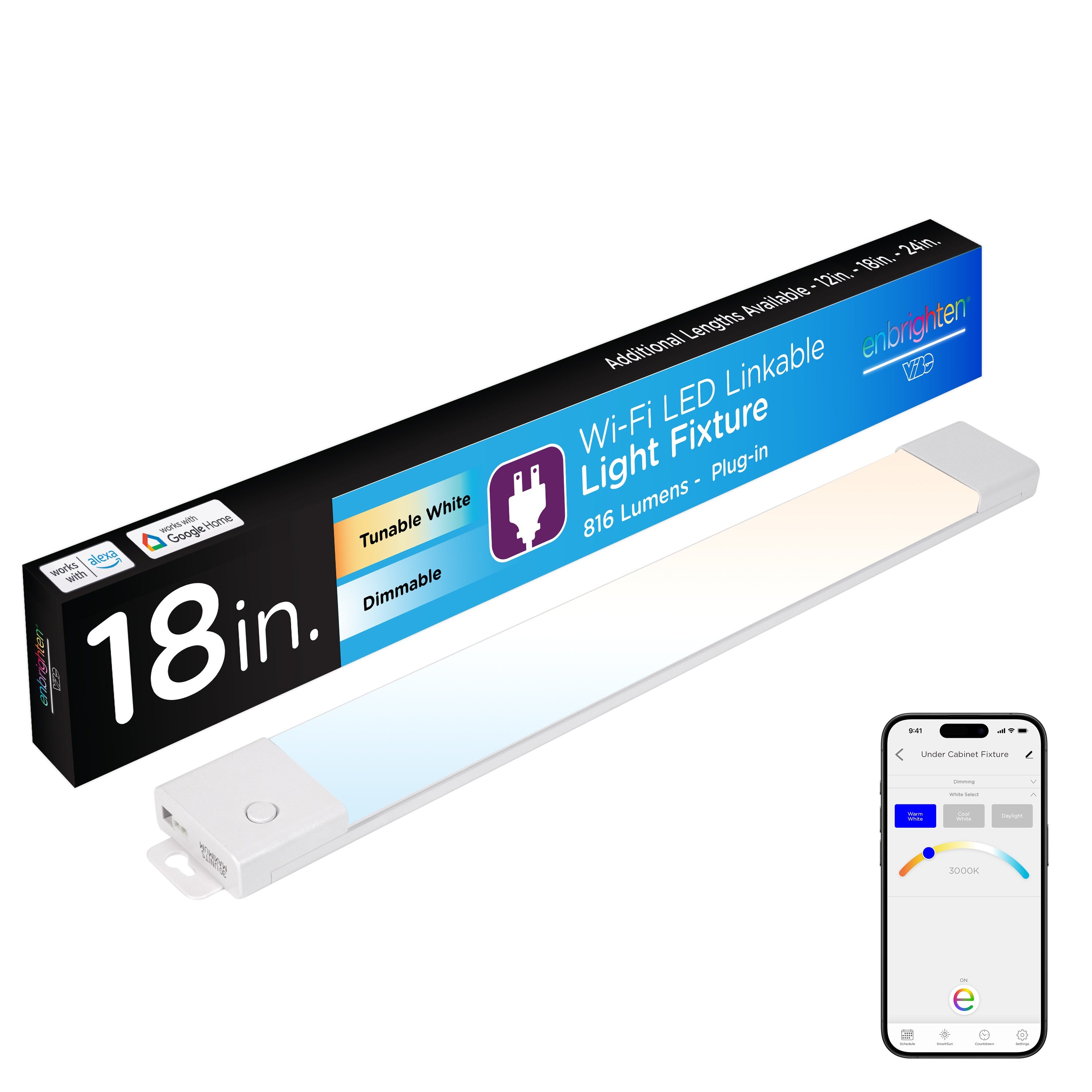 Enbrighten VIBE 18in. LED WiFi Light Fixture, White