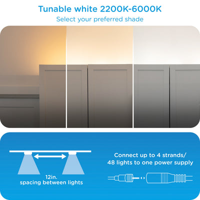 Enbrighten VIBE WiFi Spectrum Color-Changing Wall Lights Extension Strand, 12ft. White Cord