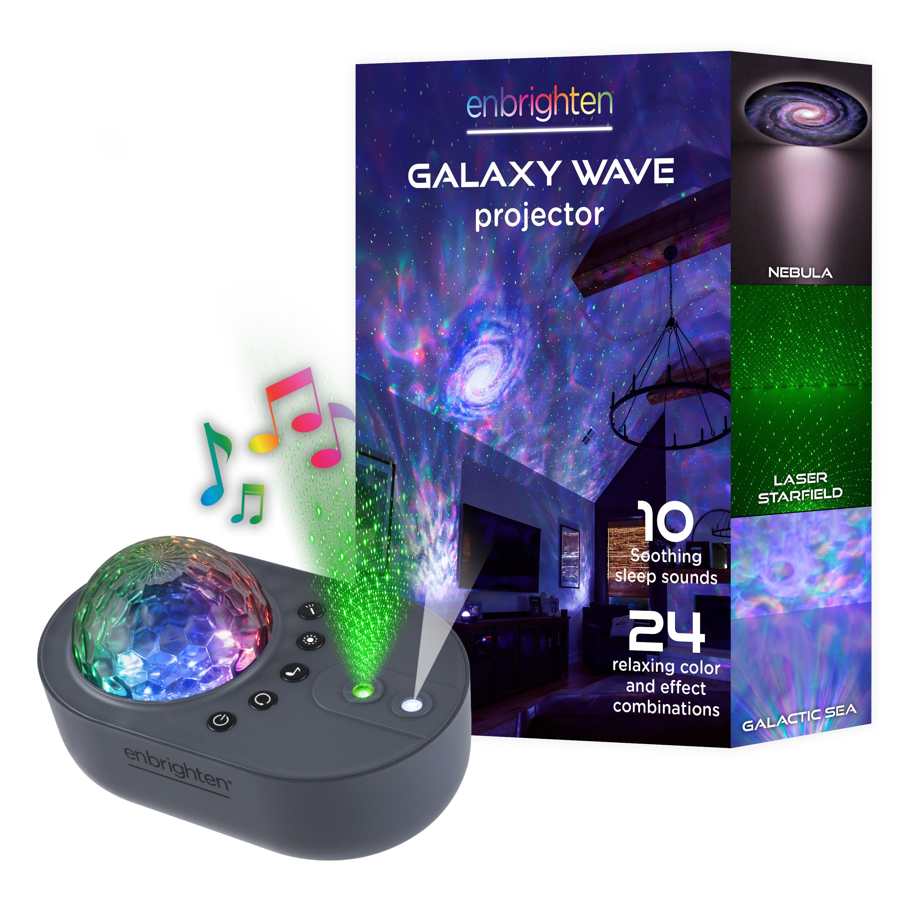 Enbrighten Galaxy Projector LED Tabletop Night Light with Sound Effects
