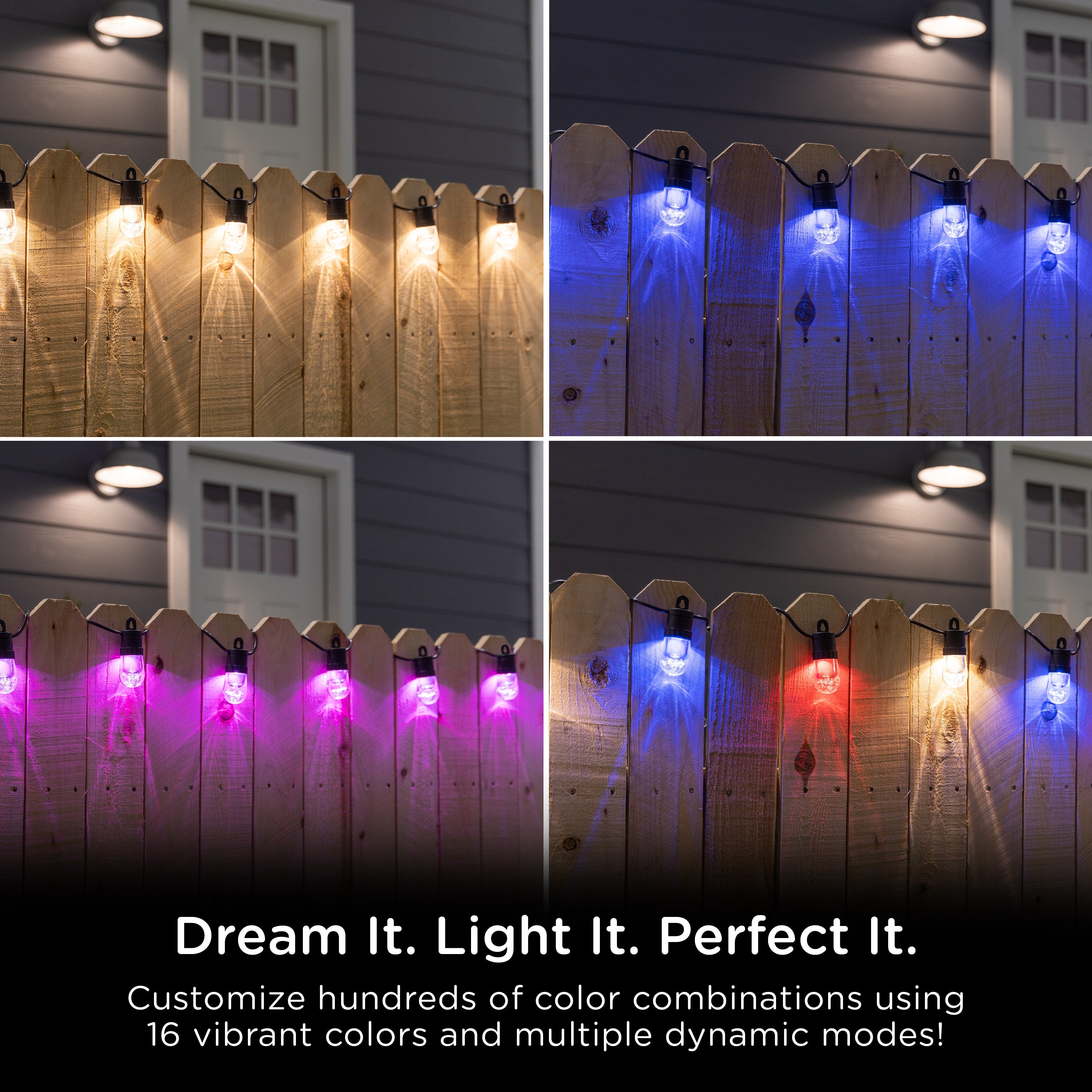 Enbrighten Ecoscapes Seasons Color-Changing LED Cafe Lights, 20 Bulbs, 40ft. Black Cord