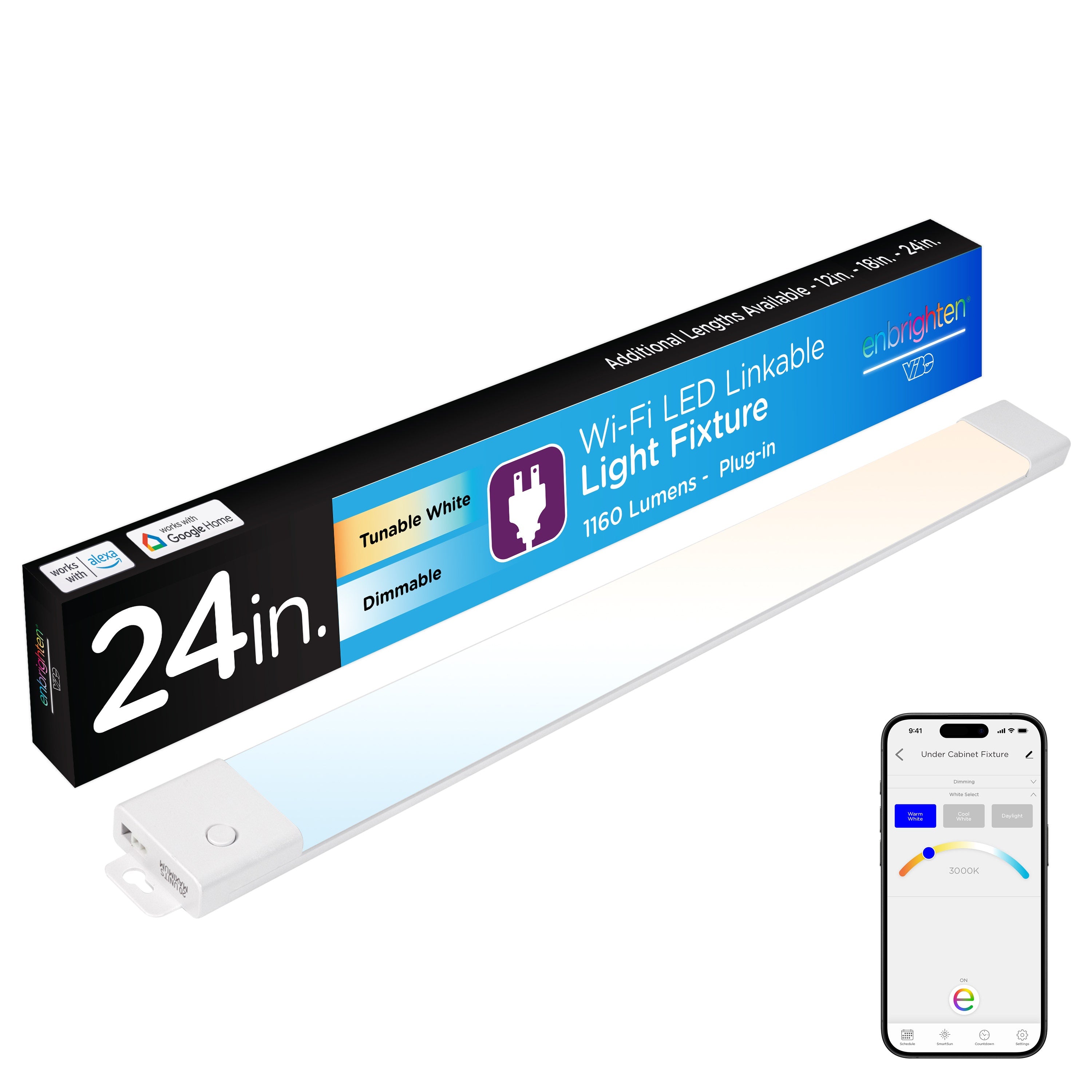 Enbrighten VIBE 24in. LED WiFi Light Fixture, White