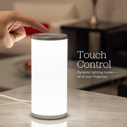 Enbrighten Color Fusion Dimmable Color Changing LED Tabletop Lamp, Silver