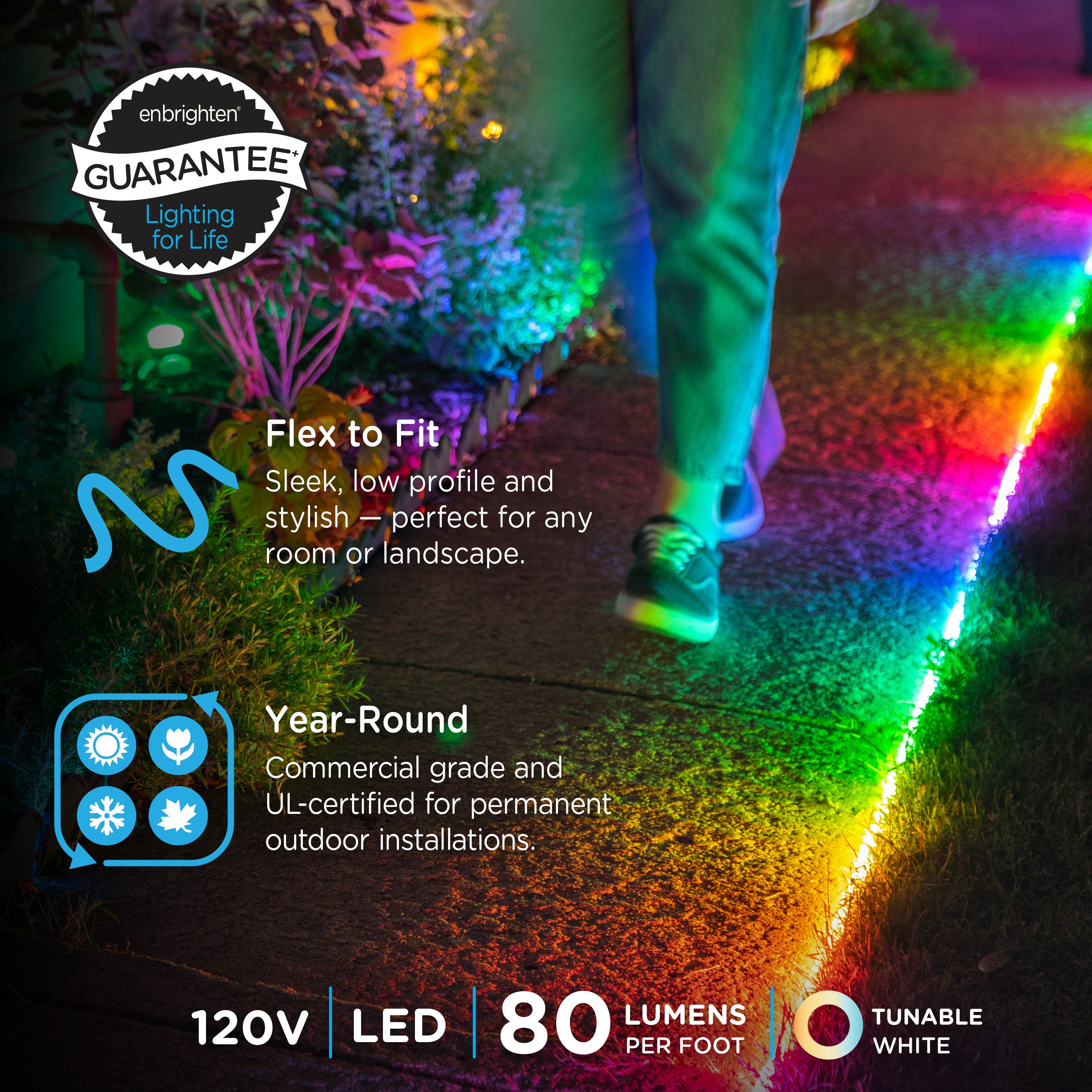 Enbrighten WiFi VIBE Indoor/Outdoor Color-Changing LED Flex Light, 16ft.