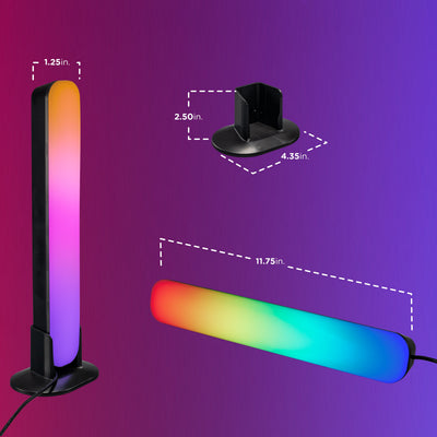 Enbrighten VIBE WiFi USB-Powered LED Color-Changing Gaming Light Bars, 2 Pack, Black