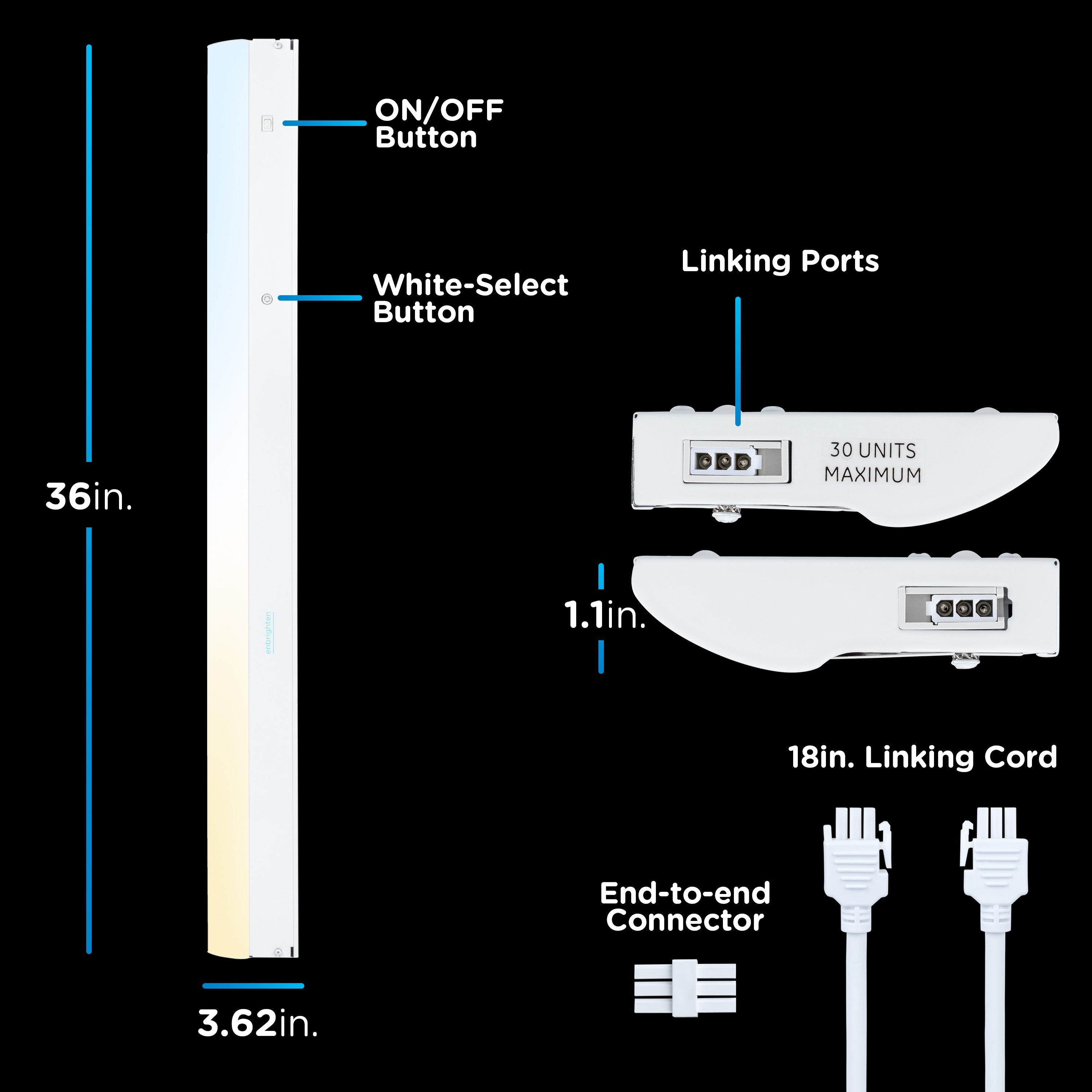 Enbrighten 36in. Hard Wire LED Light Bar, White