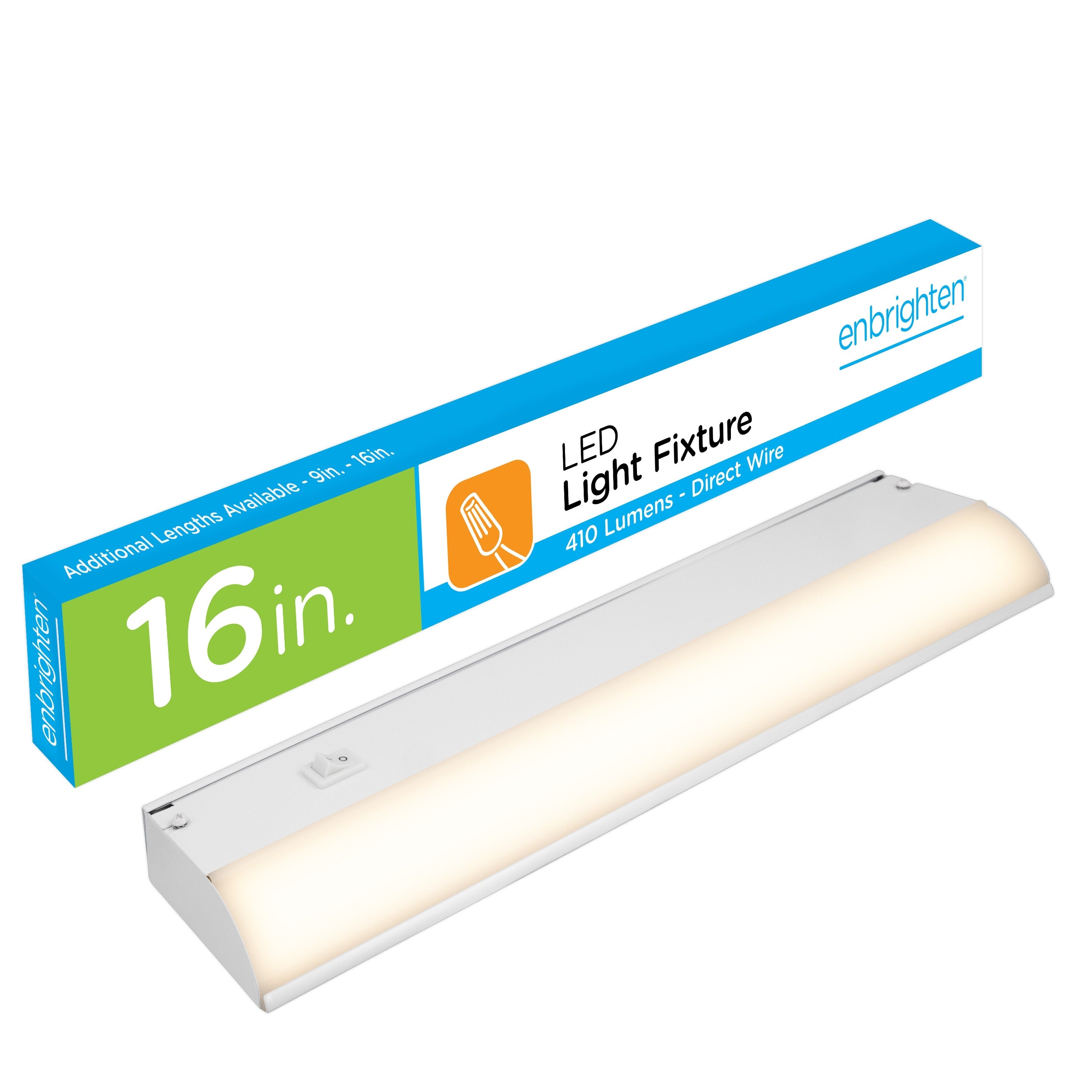 Enbrighten 16in. On/Off  Direct Wire LED Under Cabinet Light Fixture, White