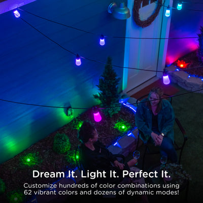 Enbrighten VIBE WiFi Color-Changing Lightweight LED Cafe Lights, 30 Plastic Bulbs, 96ft. Black Cord