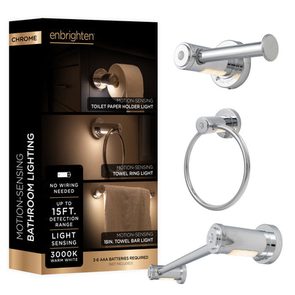 Enbrighten LED Motion Sensing Bathroom Lighting Bundle, Chrome